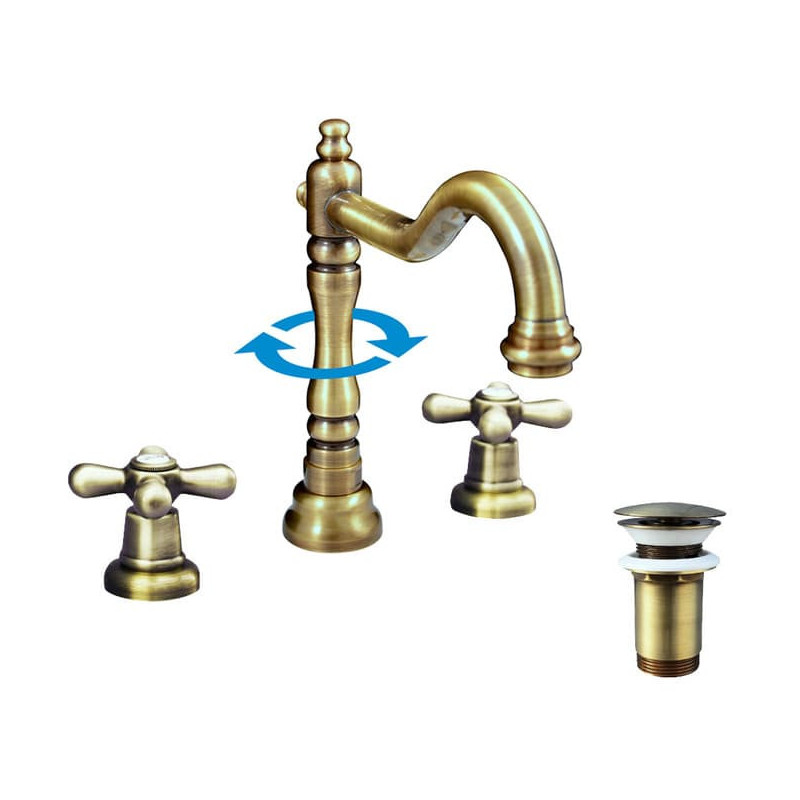 Umyvadlová baterie RAV SLEZÁK Morava s clic-clacem stará mosaz MK132.5SM