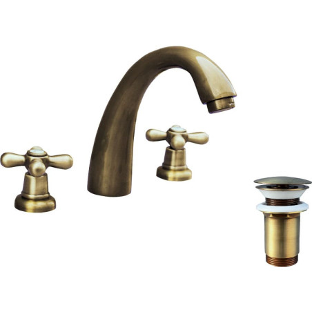 Umyvadlová baterie RAV SLEZÁK Morava s clic-clacem stará mosaz MK133.5SM