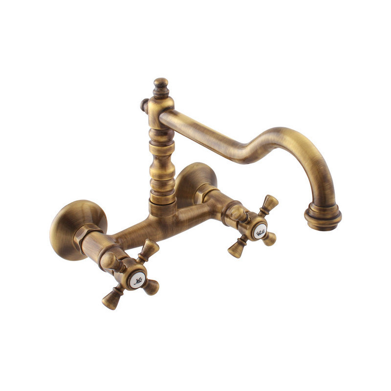 Dřezová baterie RAV SLEZÁK Morava s otočným ramínkem 100 mm stará mosaz MK302.0/28SM