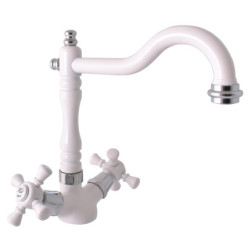 Dřezová baterie RAV SLEZÁK Morava s otočným ramínkem bílá/chrom MK320.0/8BC
