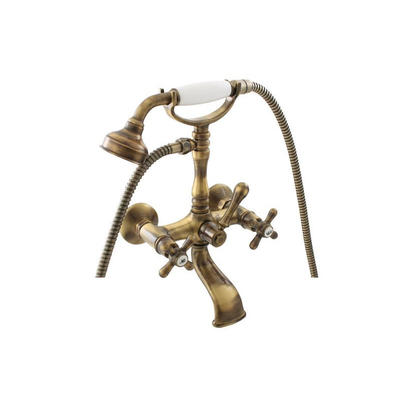 Vanová baterie RAV SLEZÁK Morava se sprchovým setem 150 mm stará mosaz MK160.5/2SM