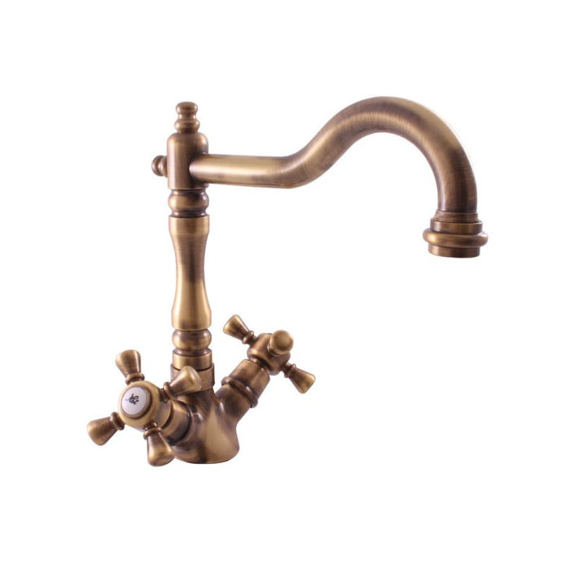 Dřezová baterie RAV SLEZÁK Morava s otočným ramínkem stará mosaz MK320.5/8SM