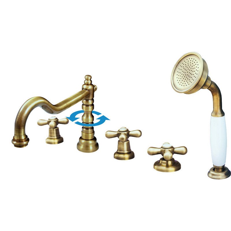 Vanová baterie RAV SLEZÁK Morava se sprchovým setem stará mosaz MK164.0PSM