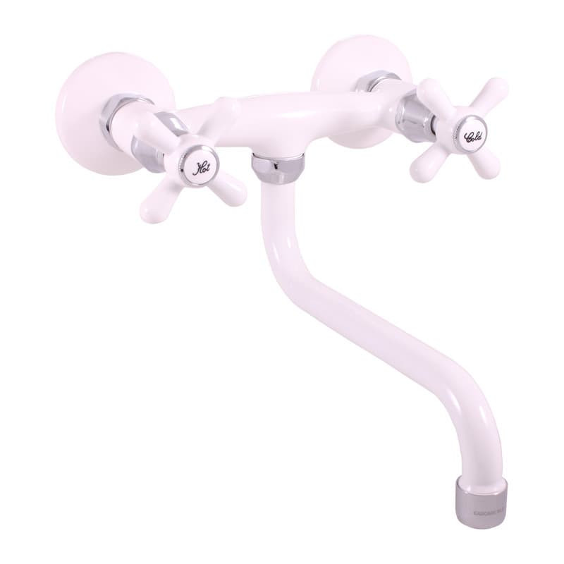 Dřezová baterie RAV SLEZÁK Morava 150 mm bílá/chrom MK101.5/21BC