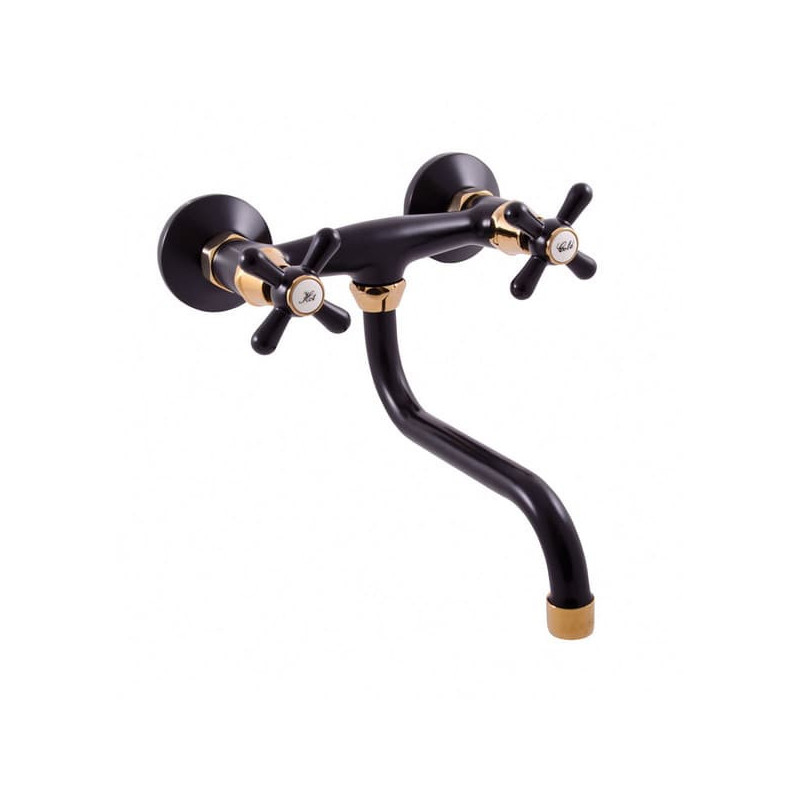 Dřezová baterie RAV SLEZÁK Morava 150 mm černá/zlatá MK101.5/21CMATZ