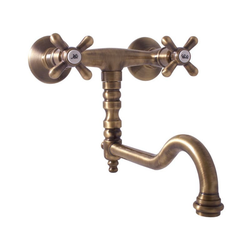 Dřezová baterie RAV SLEZÁK Morava s otočným ramínkem 150 mm stará mosaz MK101.5/29SM