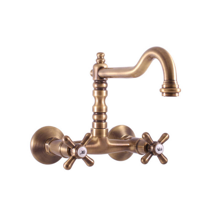 Dřezová baterie RAV SLEZÁK Morava s otočným ramínkem 150 mm stará mosaz MK102.5/28SM
