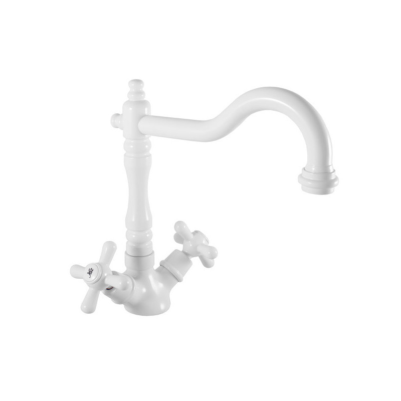 Dřezová baterie RAV SLEZÁK Morava s otočným ramínkem bílá MK120.0/8B