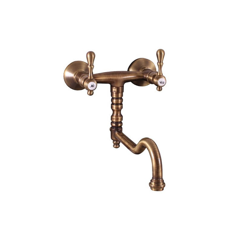Dřezová baterie RAV SLEZÁK Morava s otočným ramínkem 150 mm stará mosaz MK401.5/29SM