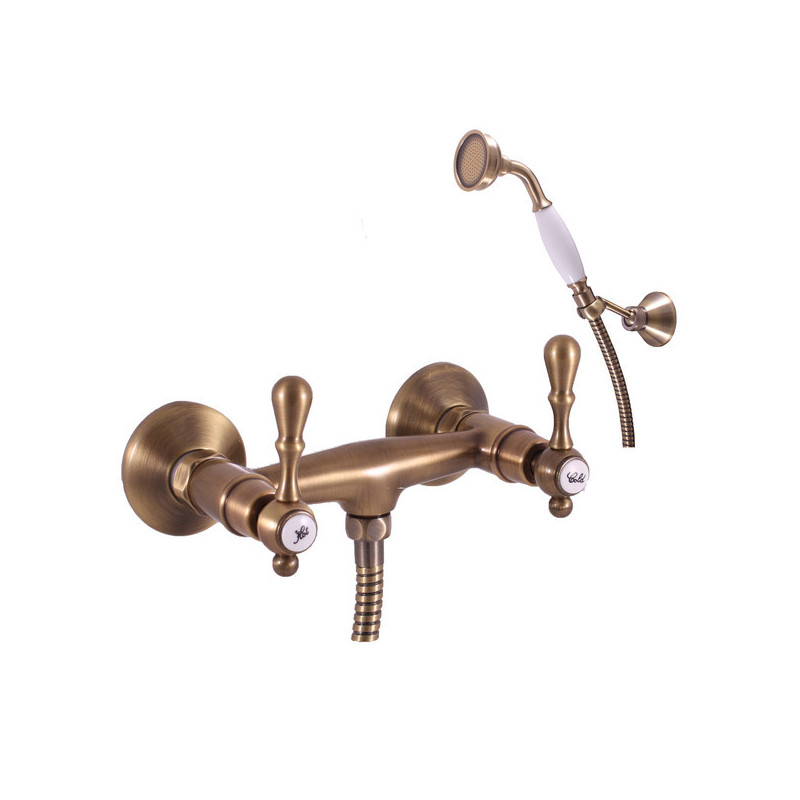 Sprchová baterie RAV SLEZÁK Morava se sprchovým setem 100 mm stará mosaz MK480.0/2SM
