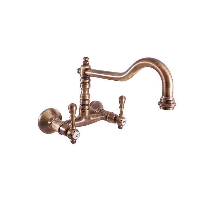 Dřezová baterie RAV SLEZÁK Morava s otočným ramínkem 100 mm stará mosaz MK402.0/28SM
