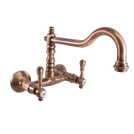 Dřezová baterie RAV SLEZÁK Morava s otočným ramínkem 100 mm stará mosaz MK402.0/28SM