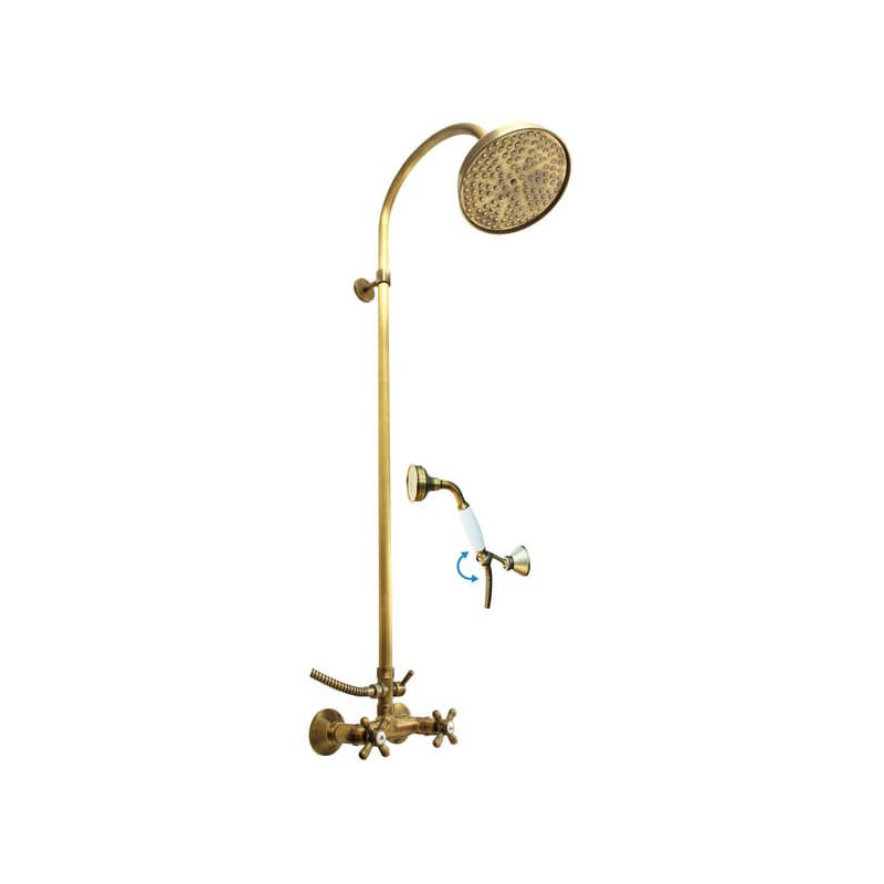 Sprchový systém RAV SLEZÁK Morava s kohoutkovou baterií stará mosaz MK181.5/3SM