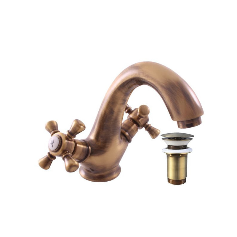 Umyvadlová baterie RAV SLEZÁK Morava s clic-clacem stará mosaz MK329.5SM