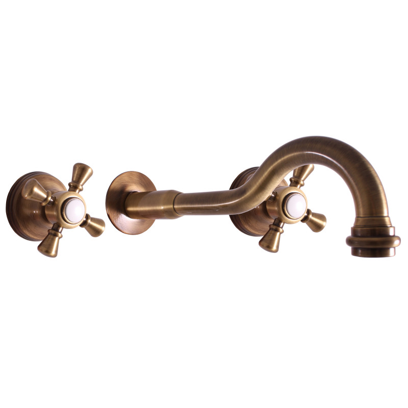 Umyvadlová baterie RAV SLEZÁK Morava včetně podomítkového tělesa stará mosaz MK331SM