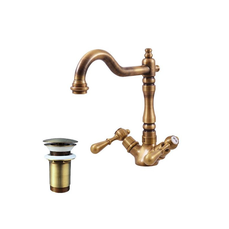 Umyvadlová baterie RAV SLEZÁK Morava s clic-clacem stará mosaz MK421.0/8SM