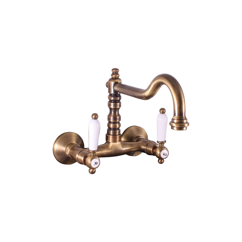 Dřezová baterie RAV SLEZÁK Morava s otočným ramínkem 100 mm stará mosaz MK502.0/28SM