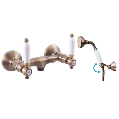 Sprchová baterie RAV SLEZÁK Morava se sprchovým setem 150 mm stará mosaz MK580.5/2SM