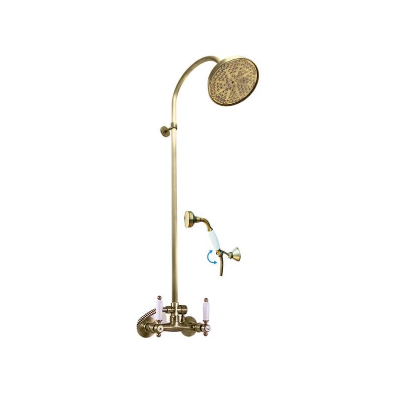 Sprchový systém RAV SLEZÁK Morava s kohoutkovou baterií stará mosaz MK581.5/3SM