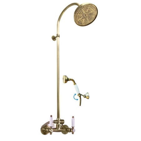 Sprchový systém RAV SLEZÁK Morava s kohoutkovou baterií stará mosaz MK581.5/3SM