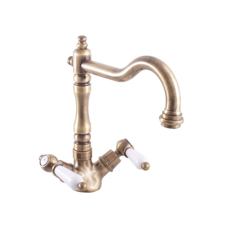 Dřezová baterie RAV SLEZÁK Morava s otočným ramínkem stará mosaz MK520.5/8SM