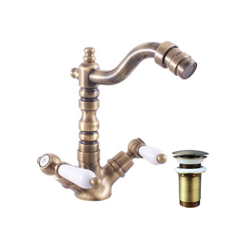 Bidetová baterie RAV SLEZÁK Morava s clic-clacem stará mosaz MK521.0/9SM