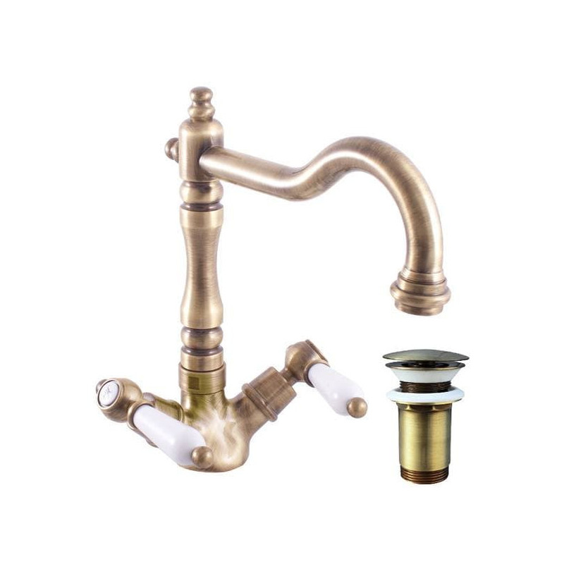 Umyvadlová baterie RAV SLEZÁK Morava s clic-clacem stará mosaz MK521.5/8SM