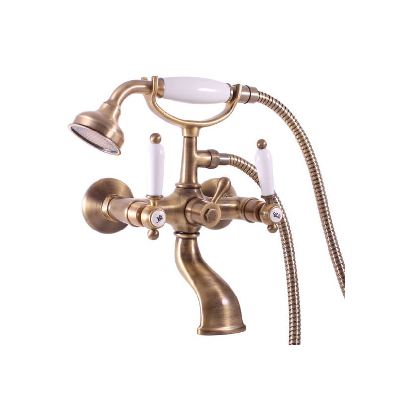 Vanová baterie RAV SLEZÁK Morava se sprchovým setem 150 mm stará mosaz MK559.5/2SM