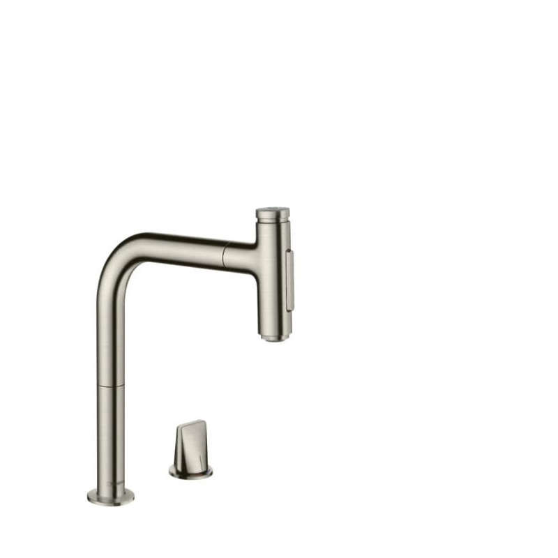 Dřezová baterie Hansgrohe Metris s vytahovací sprškou, 2 proudy vzhled nerezu 73818800