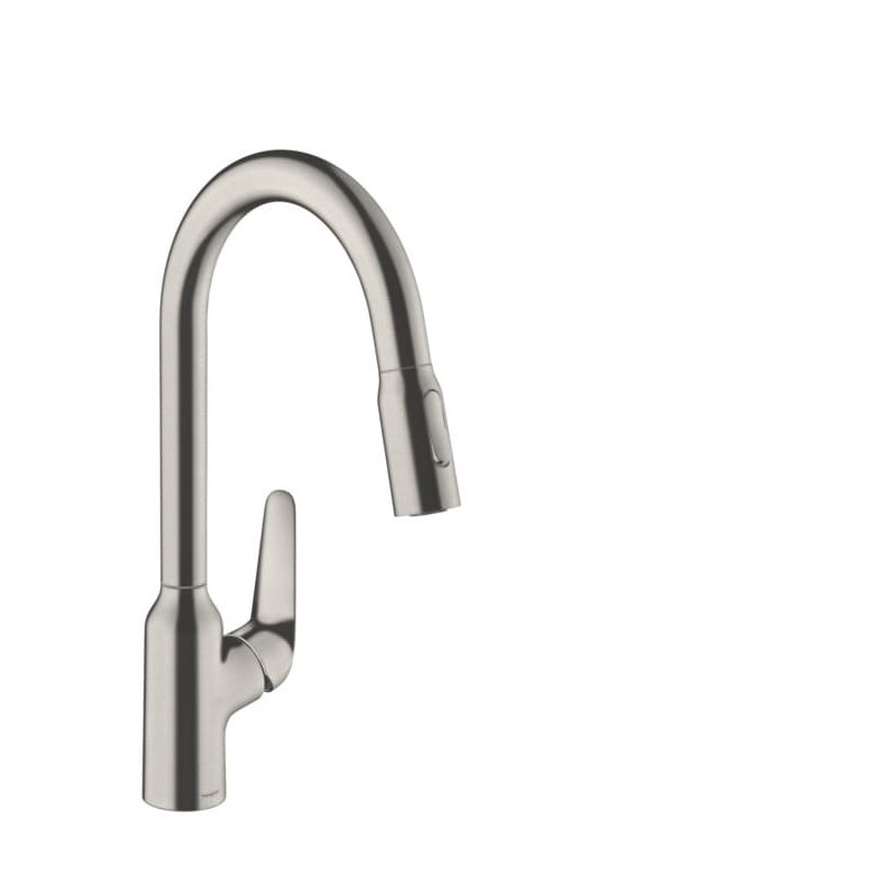 Dřezová baterie Hansgrohe Focus s vytahovací sprškou, 2 proudy vzhled nerezu 71820800