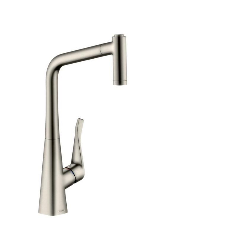 Dřezová baterie Hansgrohe Metris s vytahovací sprškou, 2 proudy vzhled nerezu 73801800