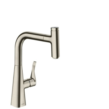 Dřezová baterie Hansgrohe Metris s vytahovací sprškou vzhled nerezu 73802800