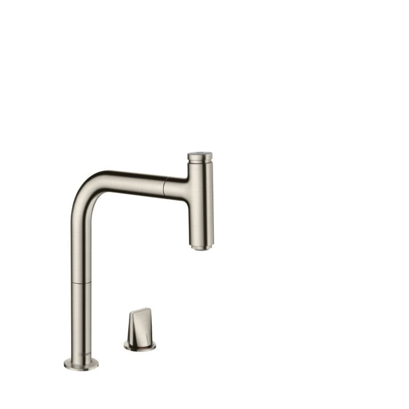 Dřezová baterie Hansgrohe Metris s vytahovací sprškou vzhled nerezu 73804800