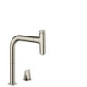 Dřezová baterie Hansgrohe Metris s vytahovací sprškou vzhled nerezu 73804800