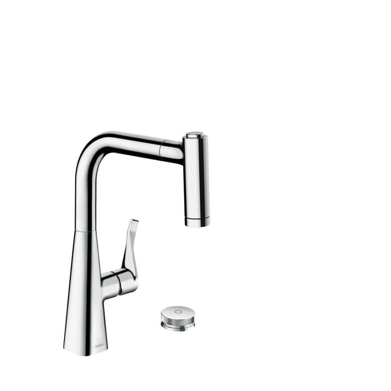 Dřezová baterie Hansgrohe Metris s vytahovací sprškou, 2 proudy chrom 73805000