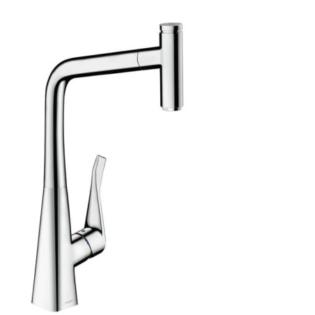 Dřezová baterie Hansgrohe Metris s vytahovací sprškou chrom 73807000