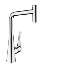 Dřezová baterie Hansgrohe Metris s vytahovací sprškou chrom 73807000