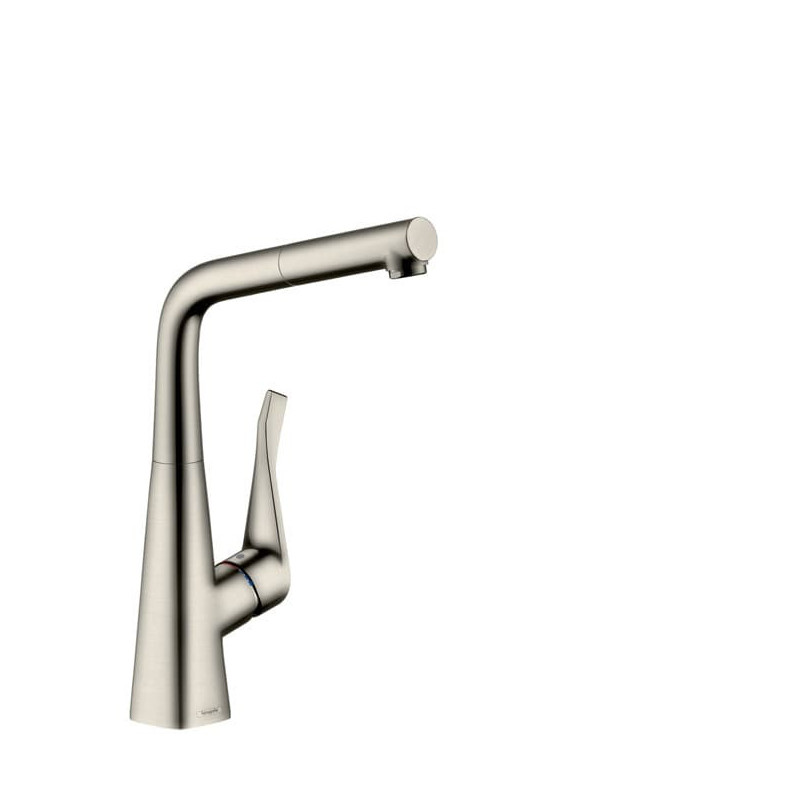 Dřezová baterie Hansgrohe Metris s vytahovací sprškou vzhled nerezu 73812800
