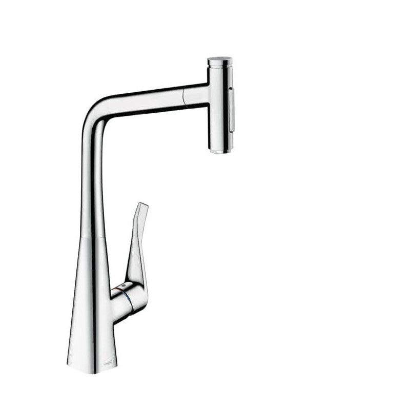 Dřezová baterie Hansgrohe Metris s vytahovací sprškou, 2 proudy chrom 73820000