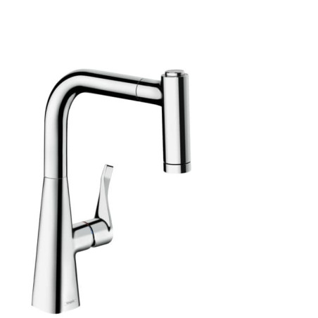Dřezová baterie Hansgrohe Metris s vytahovací sprškou, 2 proudy chrom 73823000