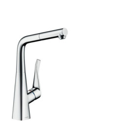 Dřezová baterie Hansgrohe Metris s vytahovací sprškou chrom 73828000