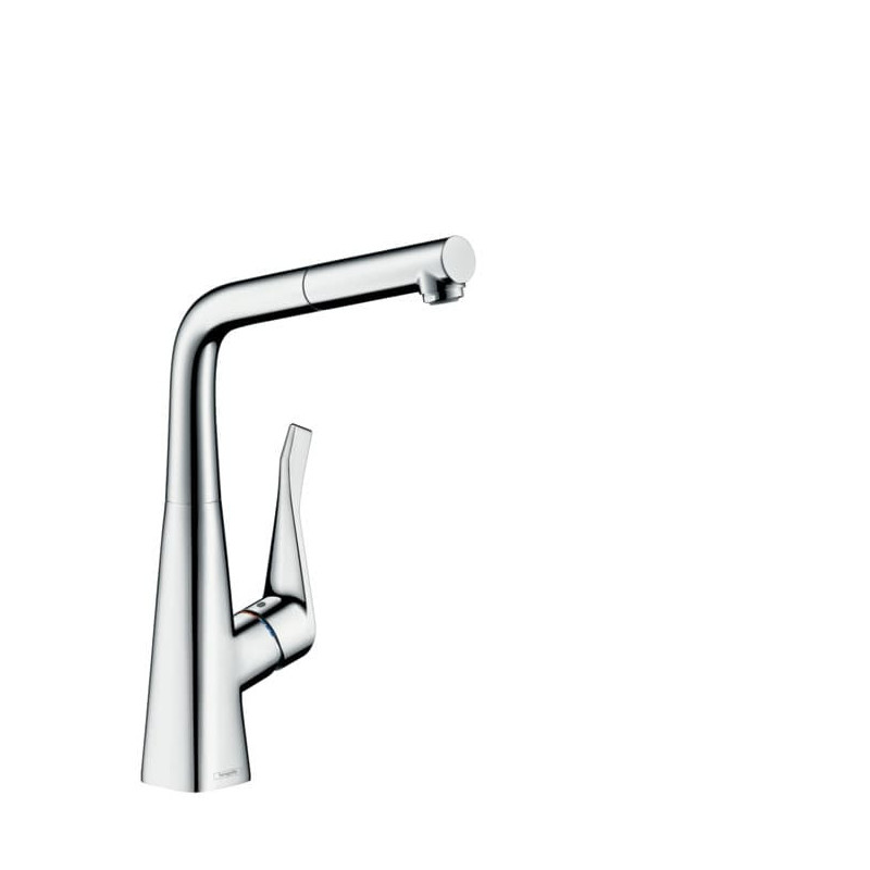 Dřezová baterie Hansgrohe Metris s vytahovací sprškou chrom 73828000