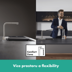 Dřezová baterie Hansgrohe Aquno s vytahovací sprškou, 2 proudy vzhled nerezu 73830800