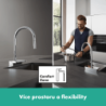 Dřezová baterie Hansgrohe Aquno s vytahovací sprškou, 3 proudy vzhled nerezu 73831800