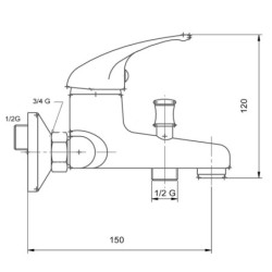 Vanová baterie Novaservis Metalia 55 se sprchovým setem 100 mm chrom 55024.0