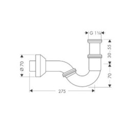 Bidetový trubkový sifon Hansgrohe, chrom, 55237000