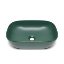 Umyvadlo na desku SAT Infinitio 45,5x32,5 cm tmavě zelená mat bez přepadu SATINF4532DGEM