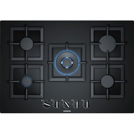 Siemens iQ500, Plynová varná deska, 75 cm, tvrzené sklo, Černá, EP7A6QB20