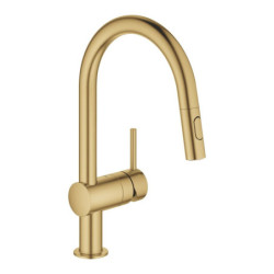 Dřezová baterie GROHE Minta s otočným ramínkem, 2 proudy kartáčovaný Cool Sunrise 32321GN2