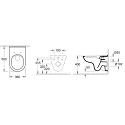 Wc s prkénkem softclose závěsné Villeroy & Boch O.Novo zadní odpad 5660HR01